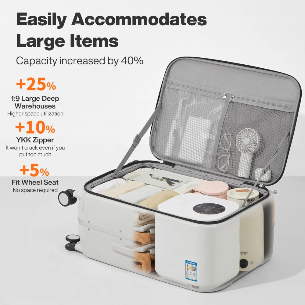 Mixi Aluminum Frame Carry-On Luggage Spinner Front Opening