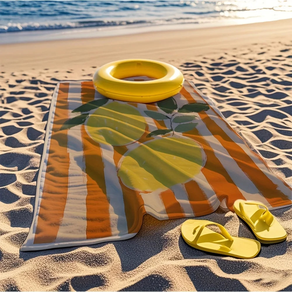 Lemon Print Beach Towel Quick-Dry Microfiber Sand Free For Beach