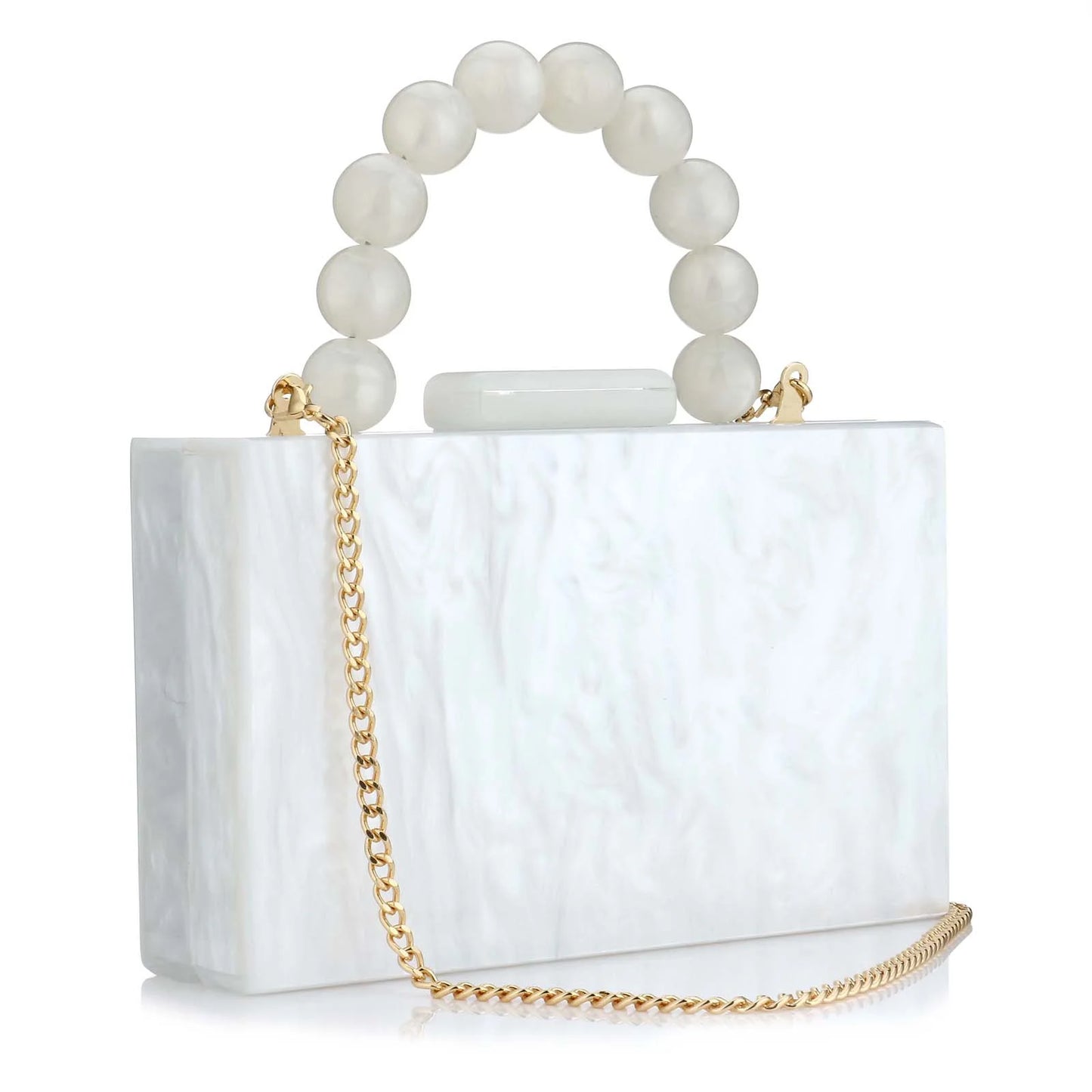 Luxury Acrylic Marble Box Clutch Bag Chain For Party Wedding