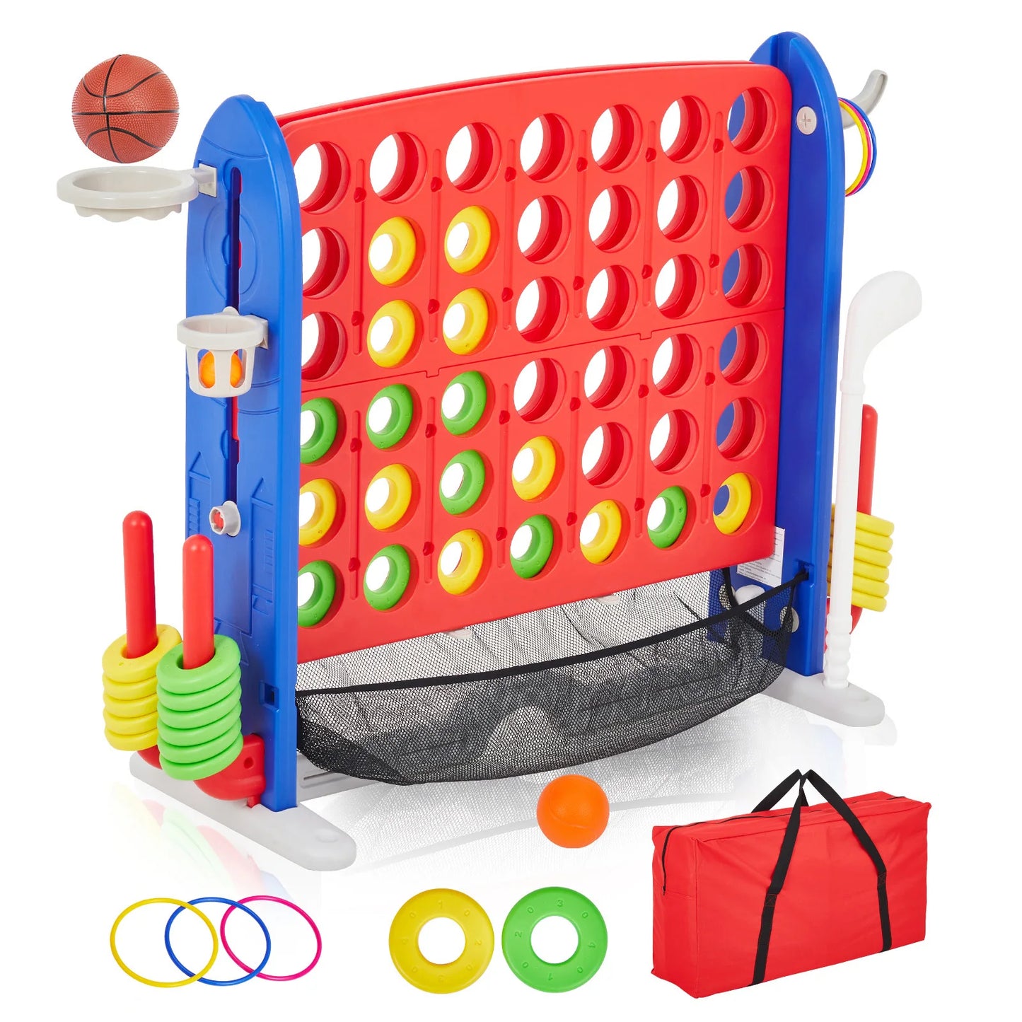Giant Connect Game Basketball Hoop Ring Toss Outdoor Family Playset
