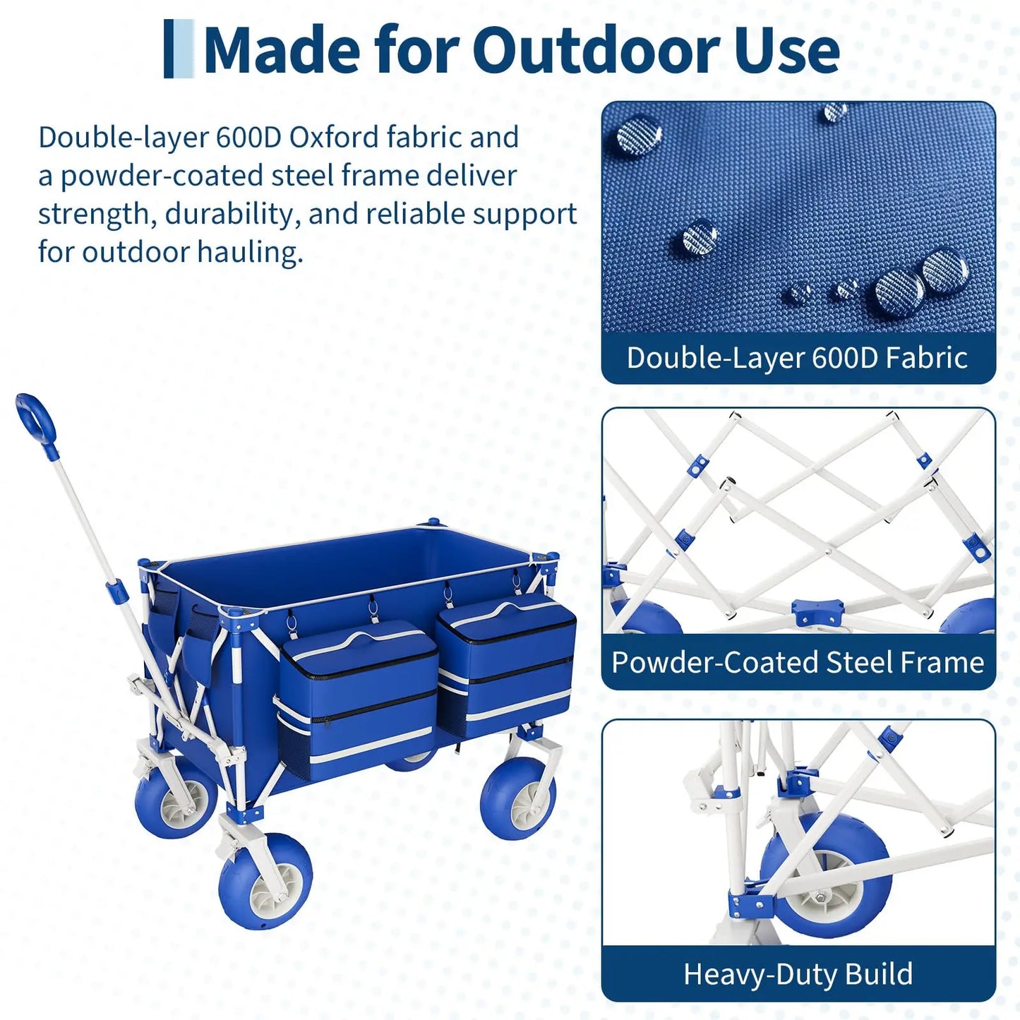HiMiss Heavy Duty Folding Utility Wagon With All Terrain Wheels