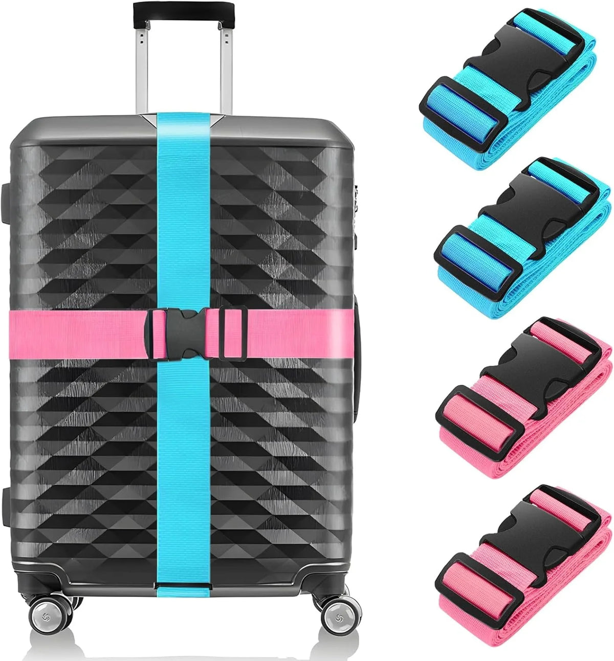 Elastic Luggage Straps for Suitcases With Secure Travel Buckle Set
