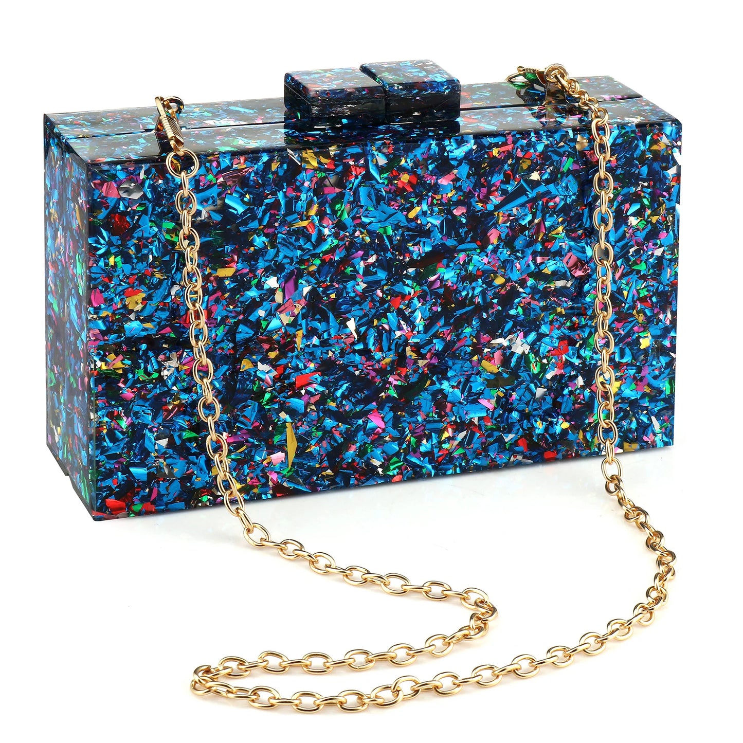 Luxury Acrylic Box Clutch Women Wedding Party Evening Chain Handbag
