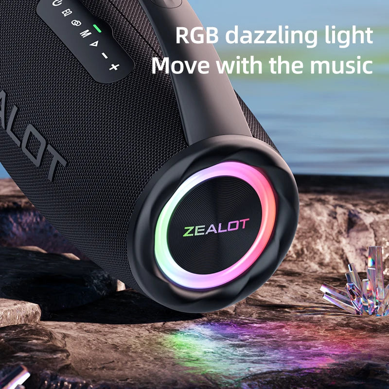 Zealot 80W Portable Bluetooth Speaker With Waterproof RGB TWS Stereo