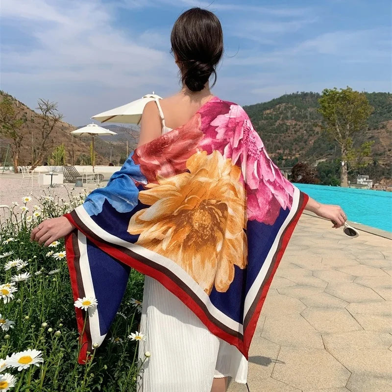 Scoiry Velvet Travel Scarf Square Beach Cover Up For Women
