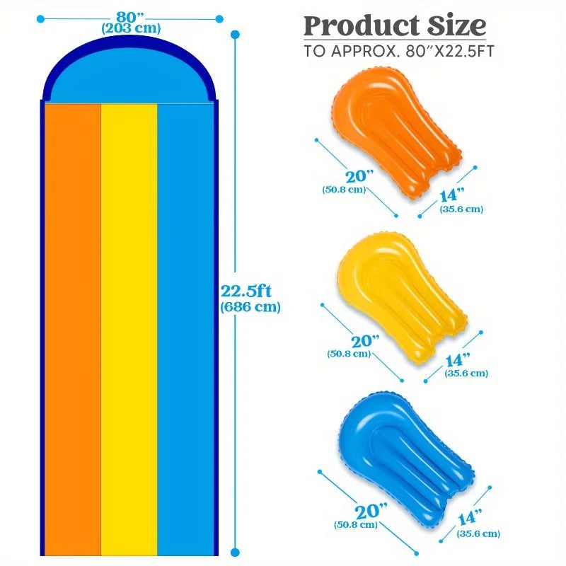 Joyfy Triple Water Slide Bodyboards And Sprinkler For Backyard Fun