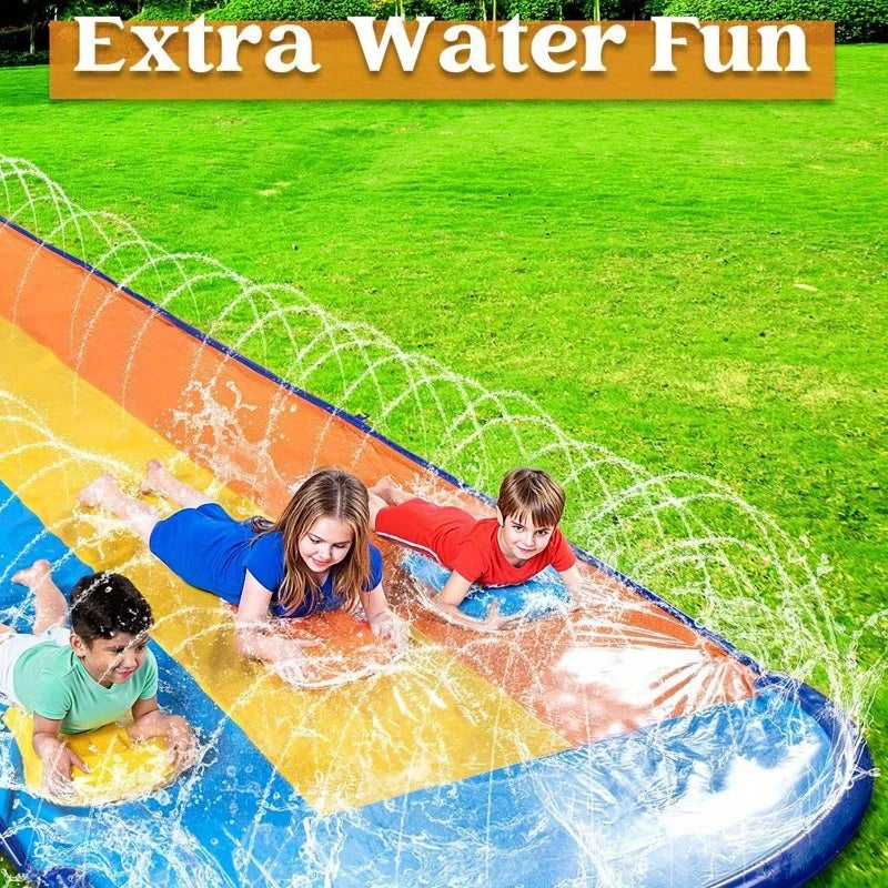 Joyfy Triple Water Slide Bodyboards And Sprinkler For Backyard Fun