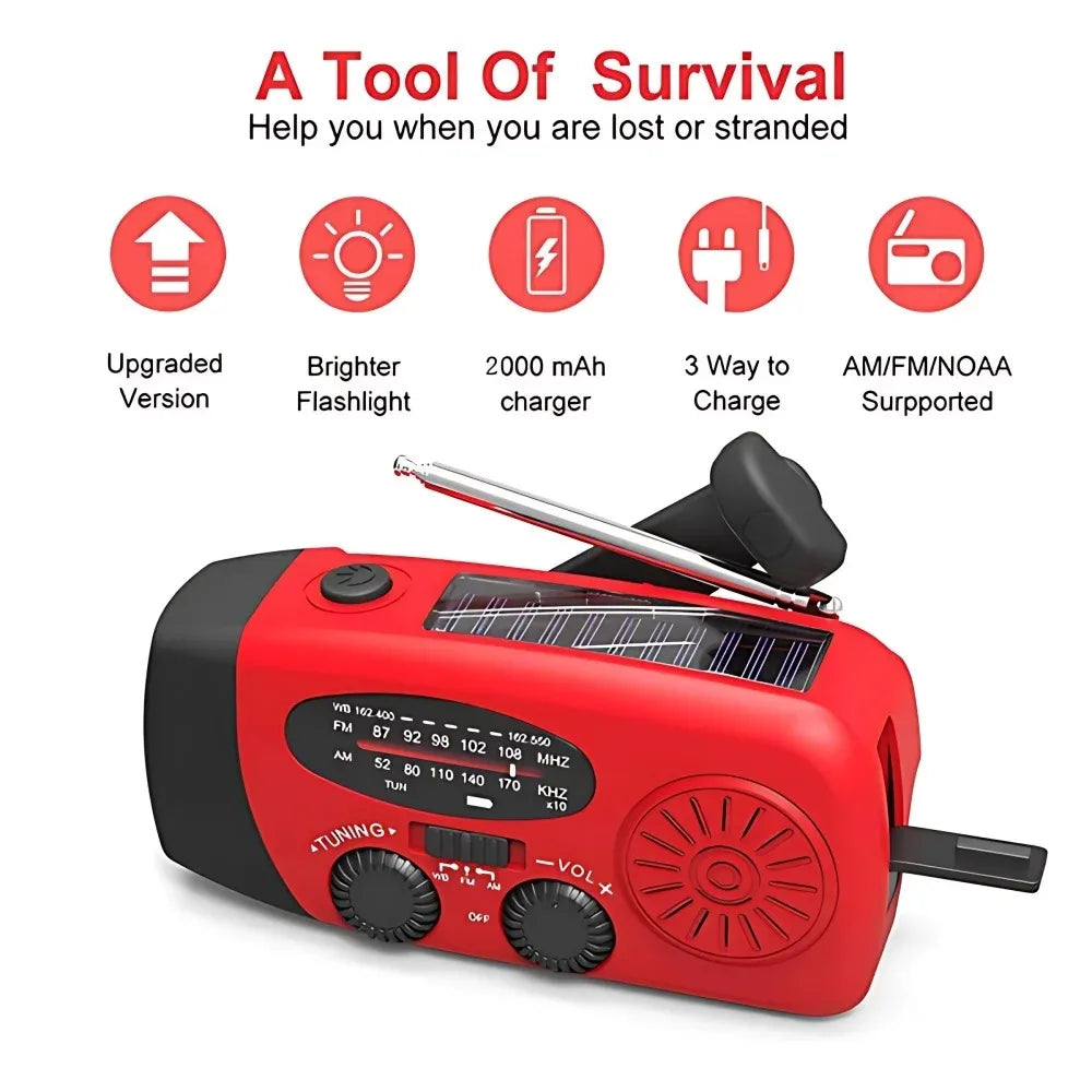 Solar Hand Crank NOAA Weather Radio With Emergency Power Bank