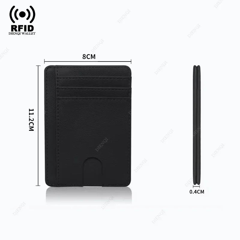 RFID Blocking Wallet Men ID Credit Card Holders Pu Leather Carbon Fiber Minimalist Wallets Male Thin Slim Smart Card Holder Case