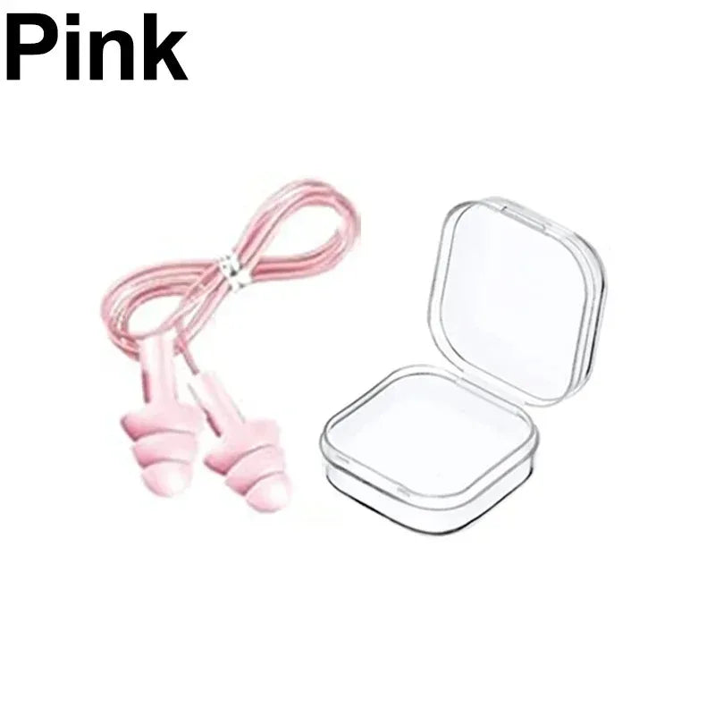 Silicone Corded Ear Plug Protector Anti Lost Reusable Hearing Protection Noise Reduction Safe Swimming Work Earplugs With Rope