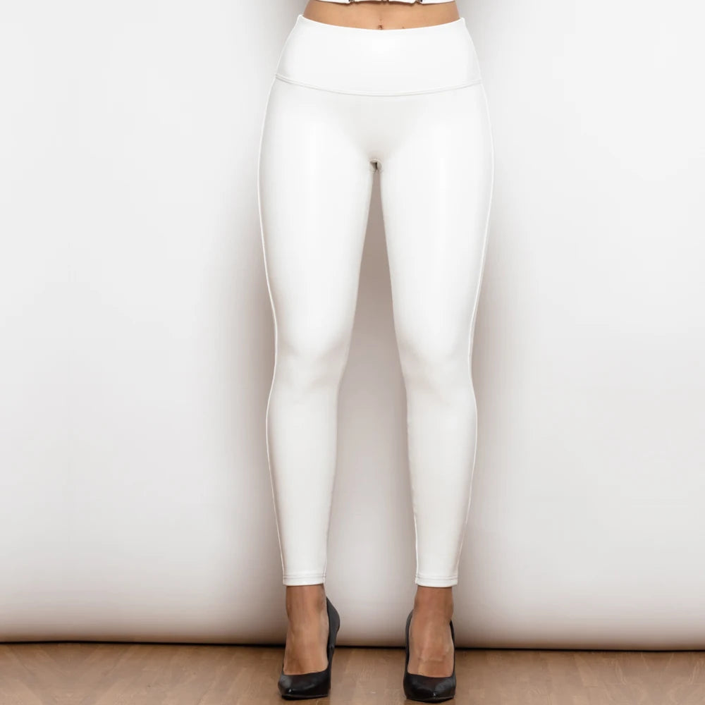Shascullfites Melody High Waist Faux Leather Leggings Skinny Pants 8 Colors Available for Women Regular Fit Plus Size Leggings