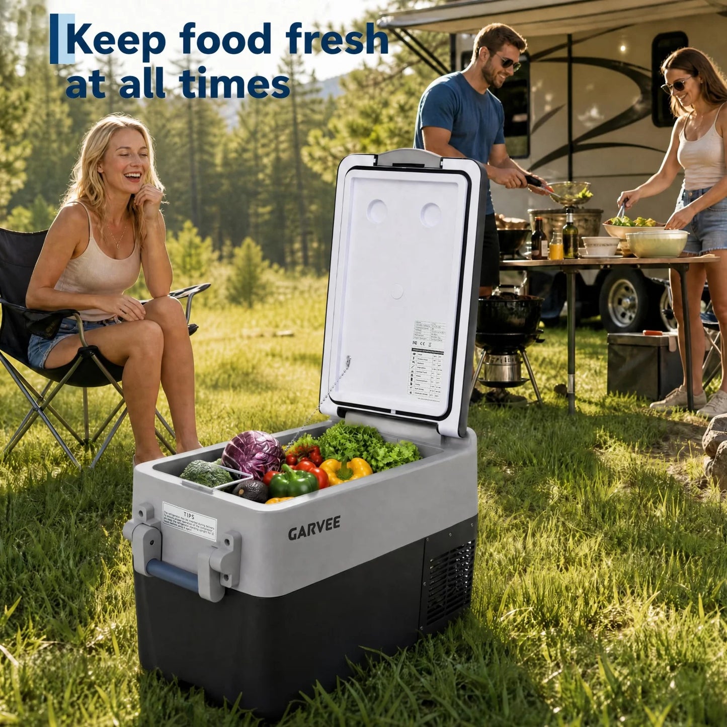 30L/40L /50L Portable Car Refrigerator, Dual Zone 12V Fridge Freezer with App Control, 12/24V DC & 110-240V AC Portable Cooler for Camping, Fishing, Travel & Home Use