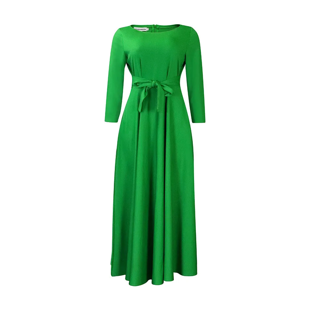 Women Summer Tie Waist Long Maxi Comfortable Casual Print Dress