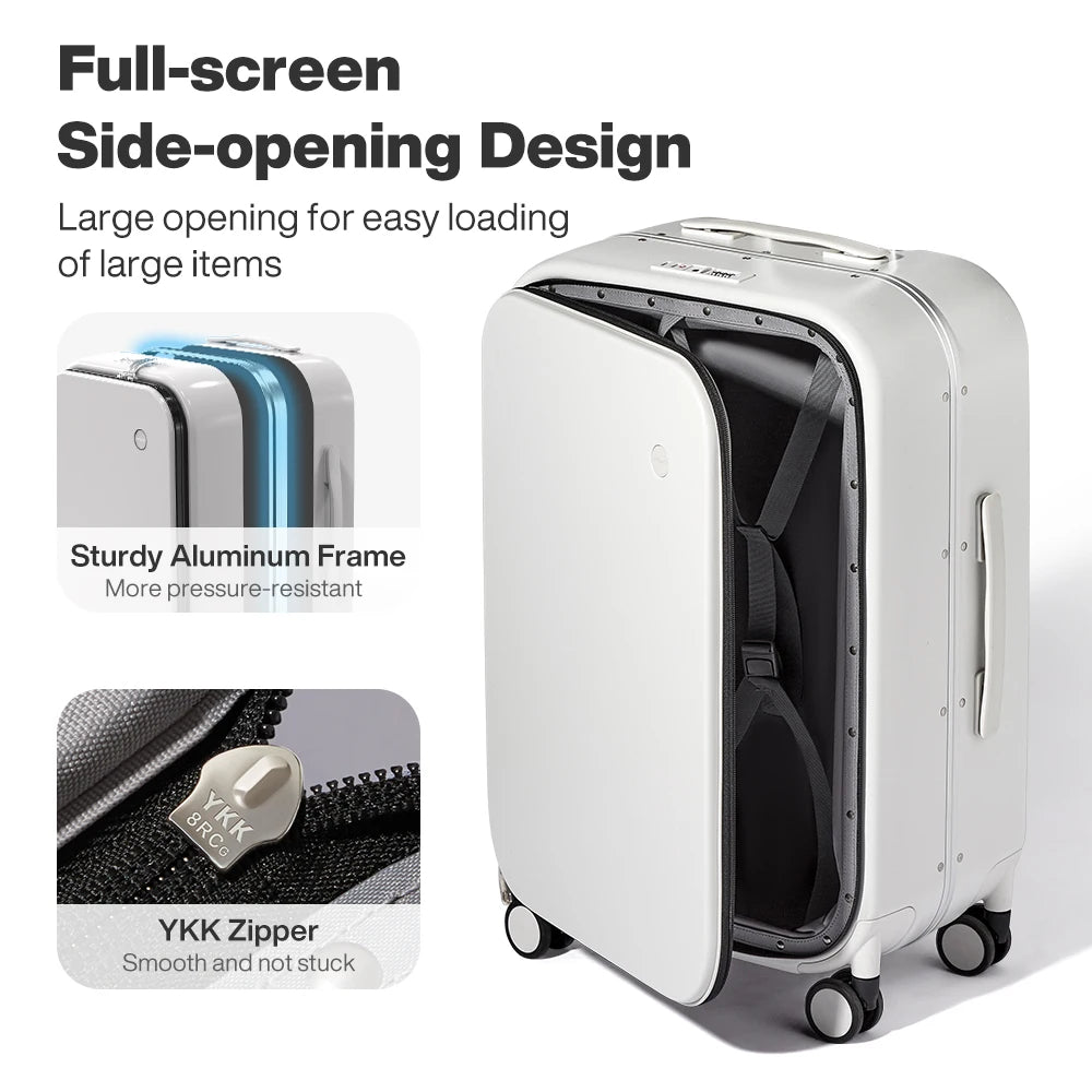 Mixi Aluminum Frame Carry-On Luggage Spinner Front Opening
