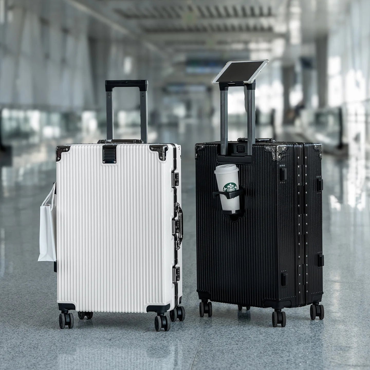 Hard Shell Luggage Set Featuring Silent Wheels And Cup Holder