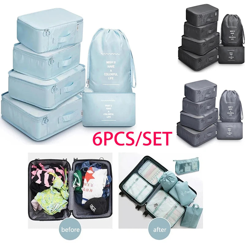 Travel Luggage Organizer Bags for Clothes Shoes and Packing Cubes