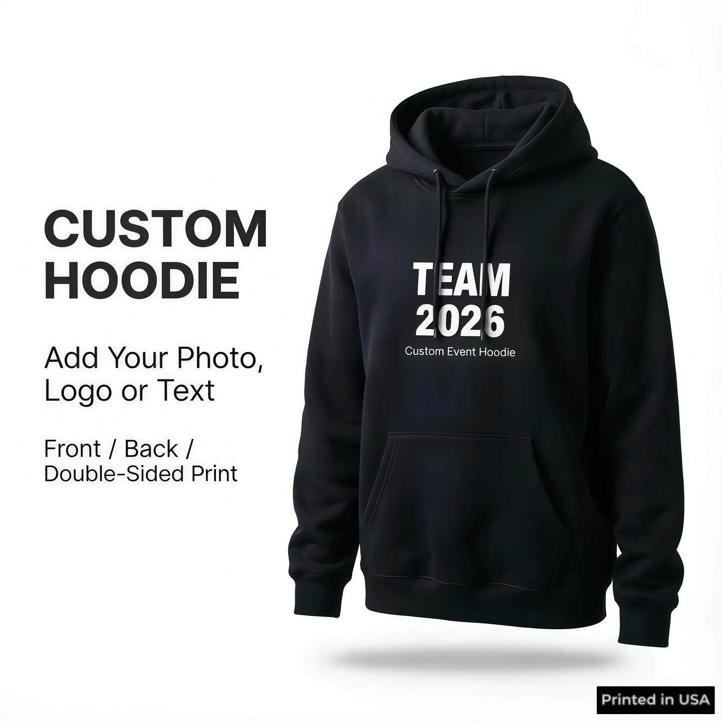 Custom Hoodie Personalized Unisex Pullover | Photo Logo Text Print Front & Back | Gift for Family Couples Teams