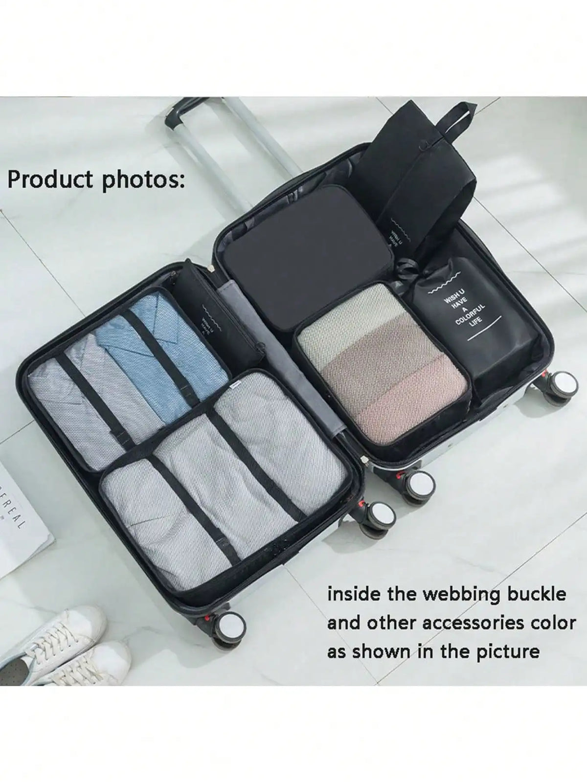 Premium Travel Packing Cubes Set With Mesh Compression Bags