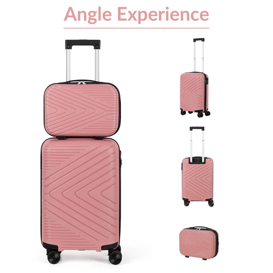 Travel Set of 2 Luggage Hooks with Matching Suitcases (14" + 20") Triangular Pattern, Black Color, PP Material for Stylish