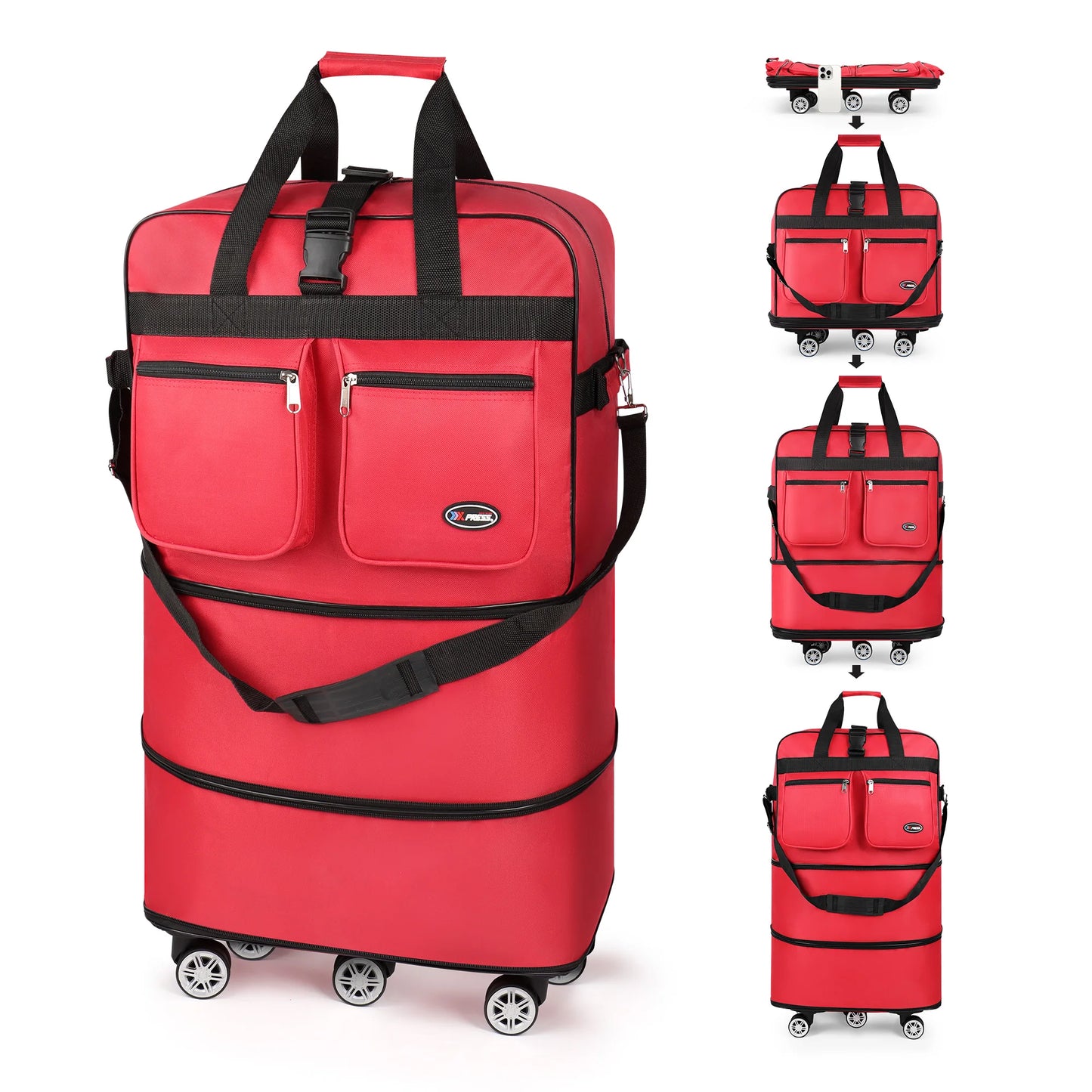 Folding Travel Bag Luggage Compartment Swivel Wheel Storage Box Large Capacity Telescopic Luggage Bag Overnight Bag 30"/36"/40"