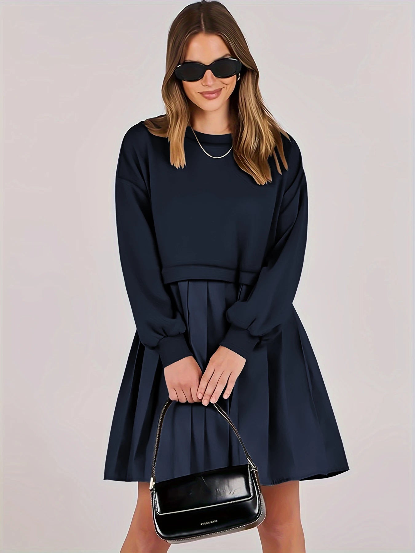 Plus Size Women Pleated Dress Fashion Comfortable Dress