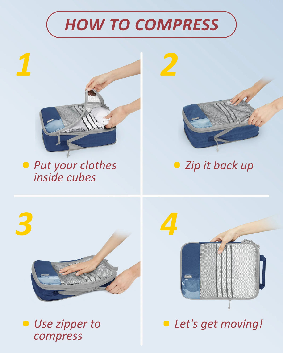 BAGSMART Compression Packing Cubes for Travel and Luggage Organization
