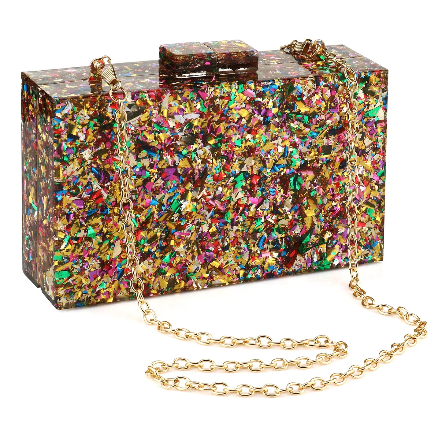 Luxury Acrylic Box Clutch Women Wedding Party Evening Chain Handbag
