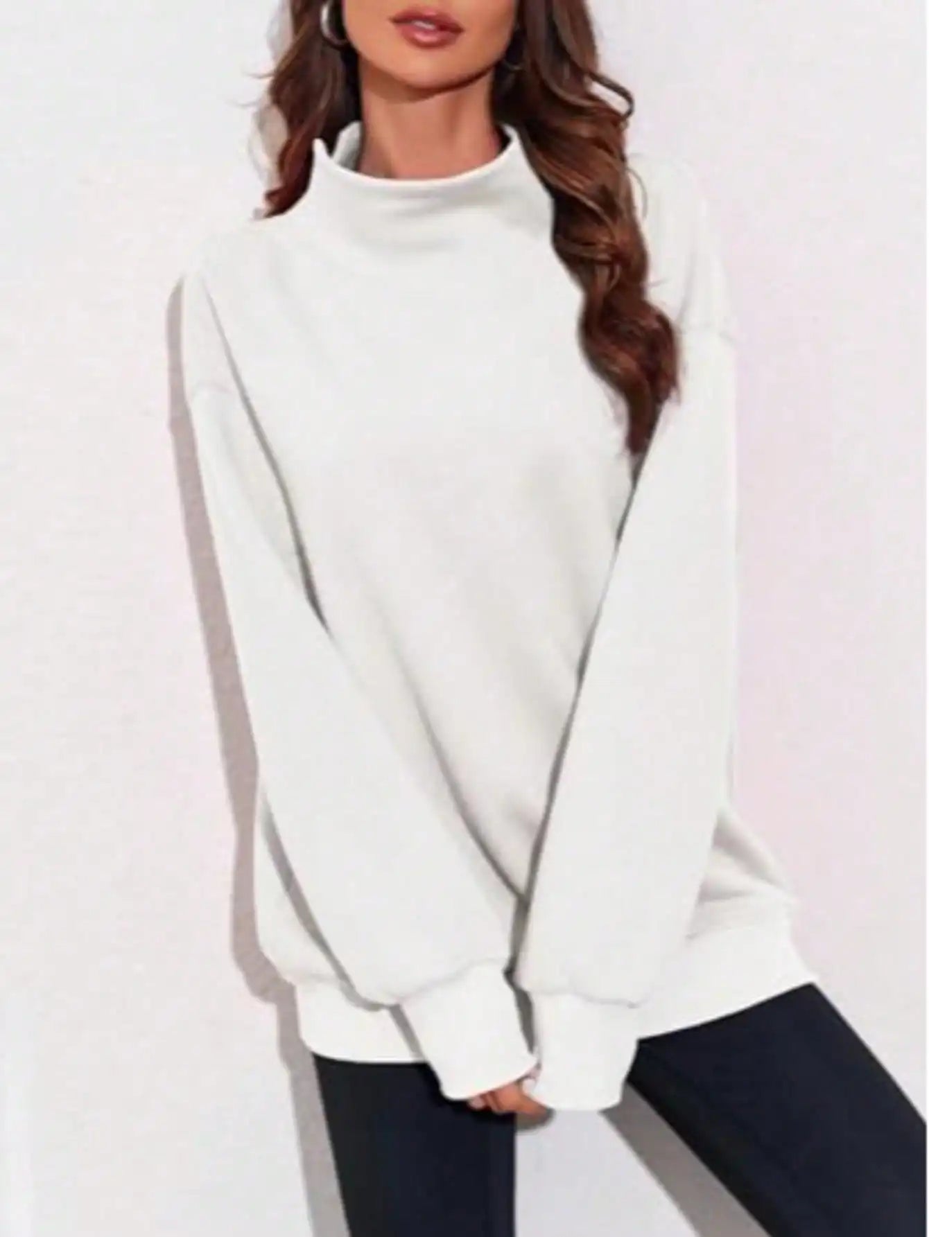 Fisoew Oversized Ribbed Turtleneck Sweater Long Sleeve Knit Pullover Top Casual Loose Fit Shirt winter clothes women sweatshirt