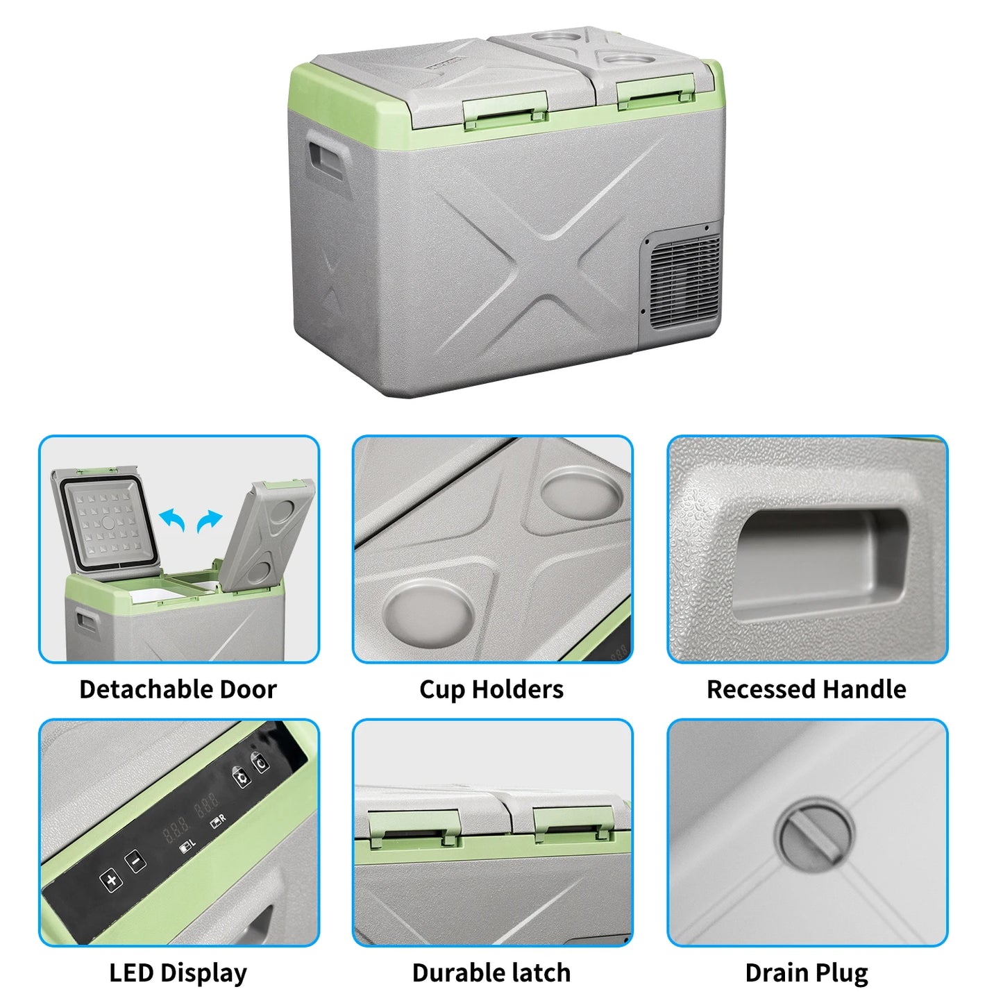 Alpicool XD35 45 55 Portable Car Fridge Compact 12V 220V Fridge Freezer with LED Light for Car & Boat