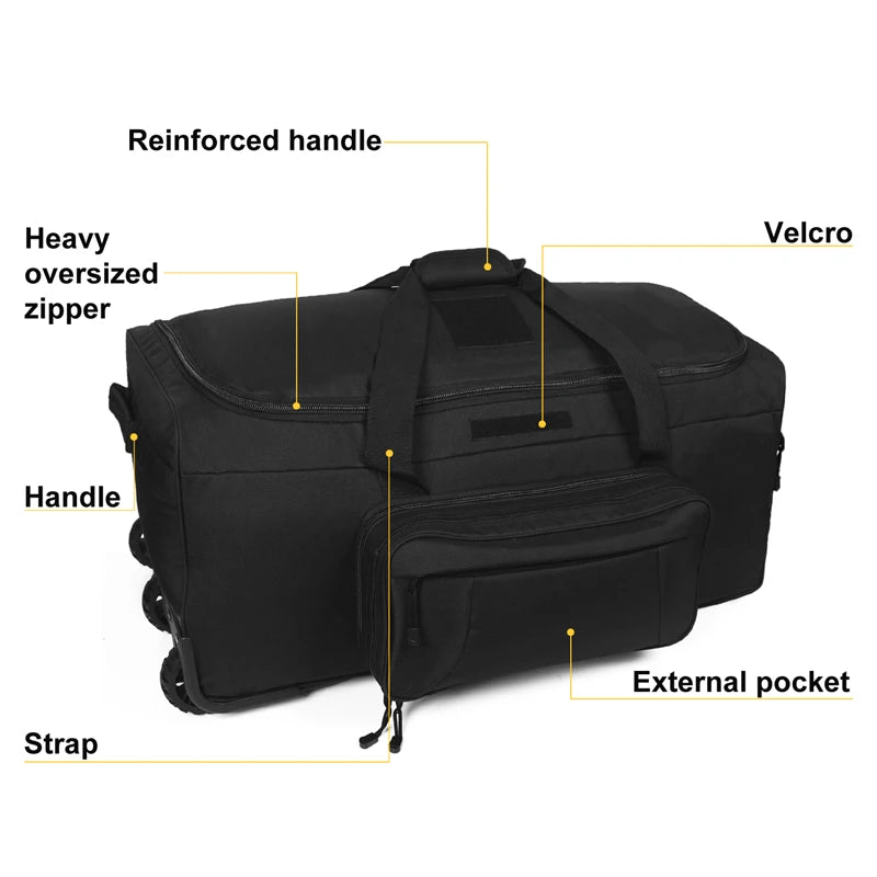 Q Tactical Rolling Duffel Bag for Camping Hiking Travel Luggage