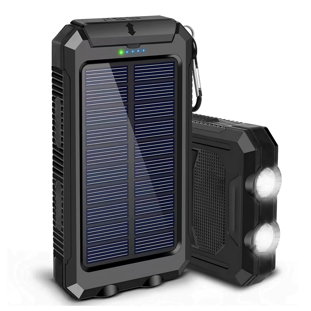 Solar Powered Waterproof Portable Power Bank With LED Flashlight