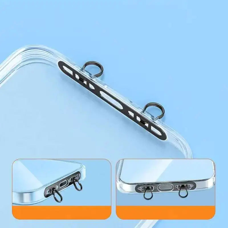 1pcs Stainless Steel Mobile Phone Lanyard Patch Side Hanging Clip Double Buckle Phone Straps Gasket Metal Connect Piece for