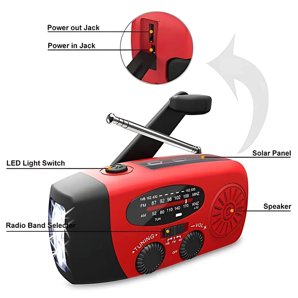 Solar Hand Crank NOAA Weather Radio With Emergency Power Bank