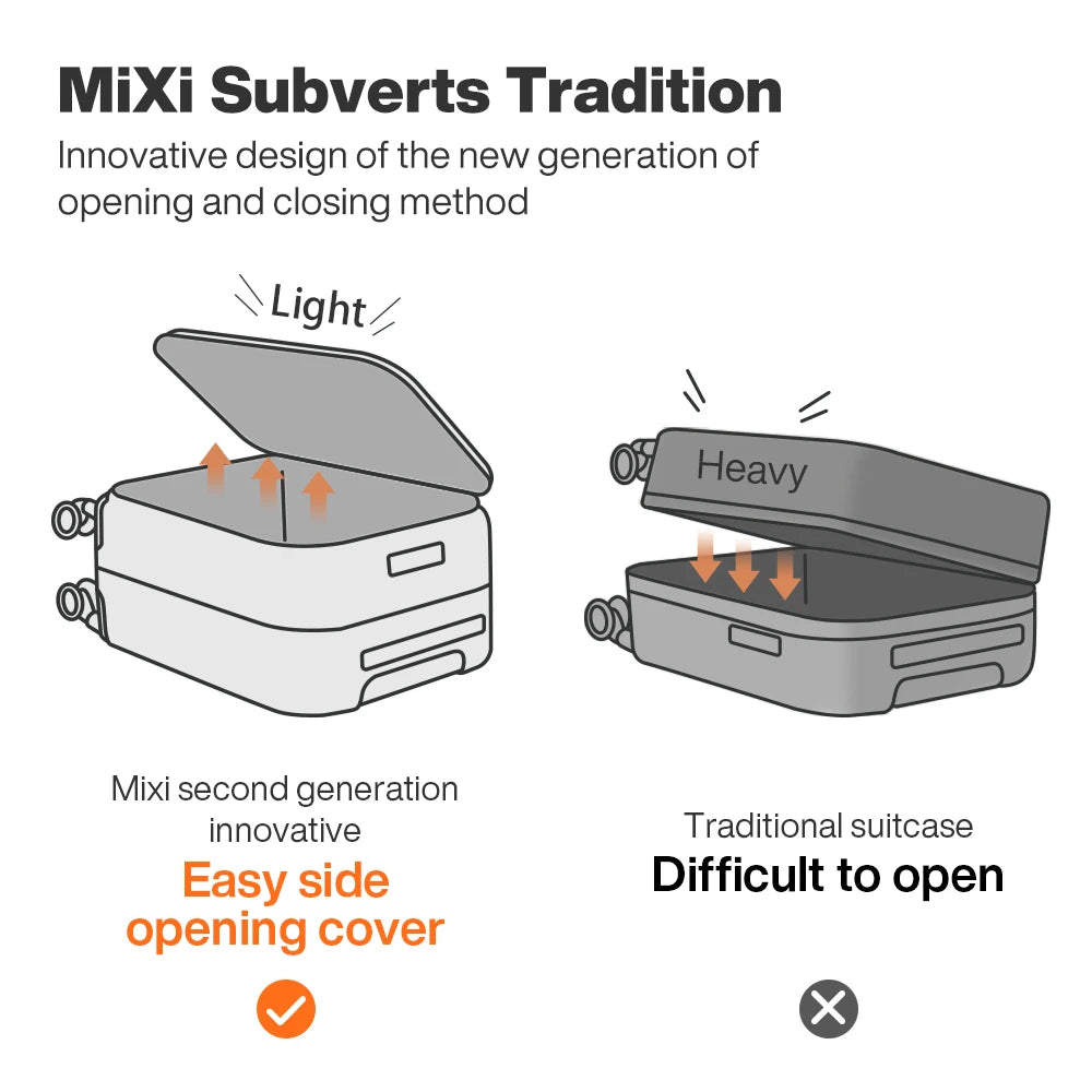 Mixi Aluminum Frame Carry-On Luggage Spinner Front Opening