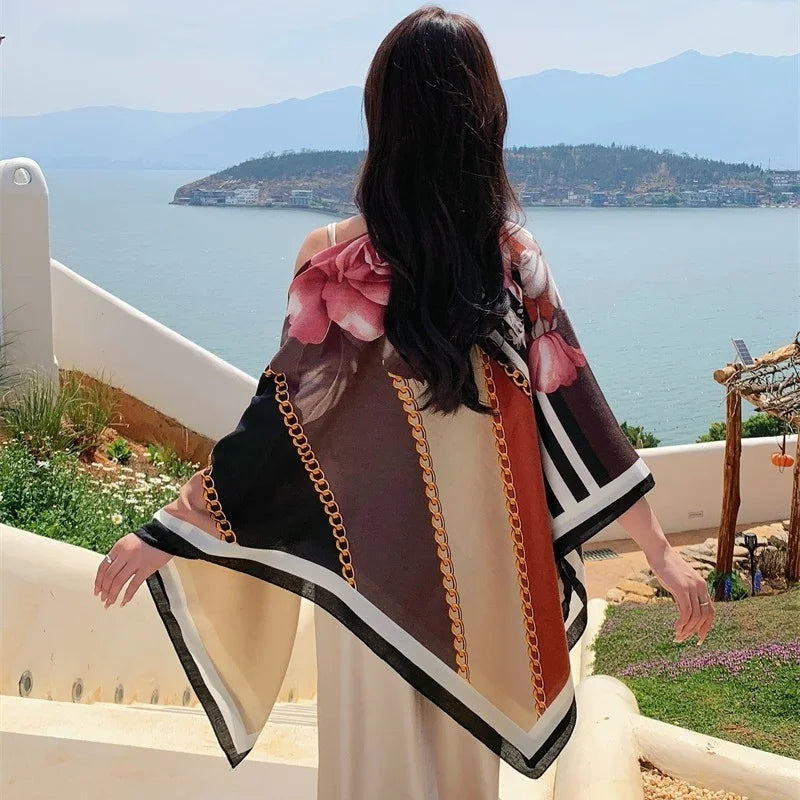 Scoiry Velvet Travel Scarf Square Beach Cover Up For Women