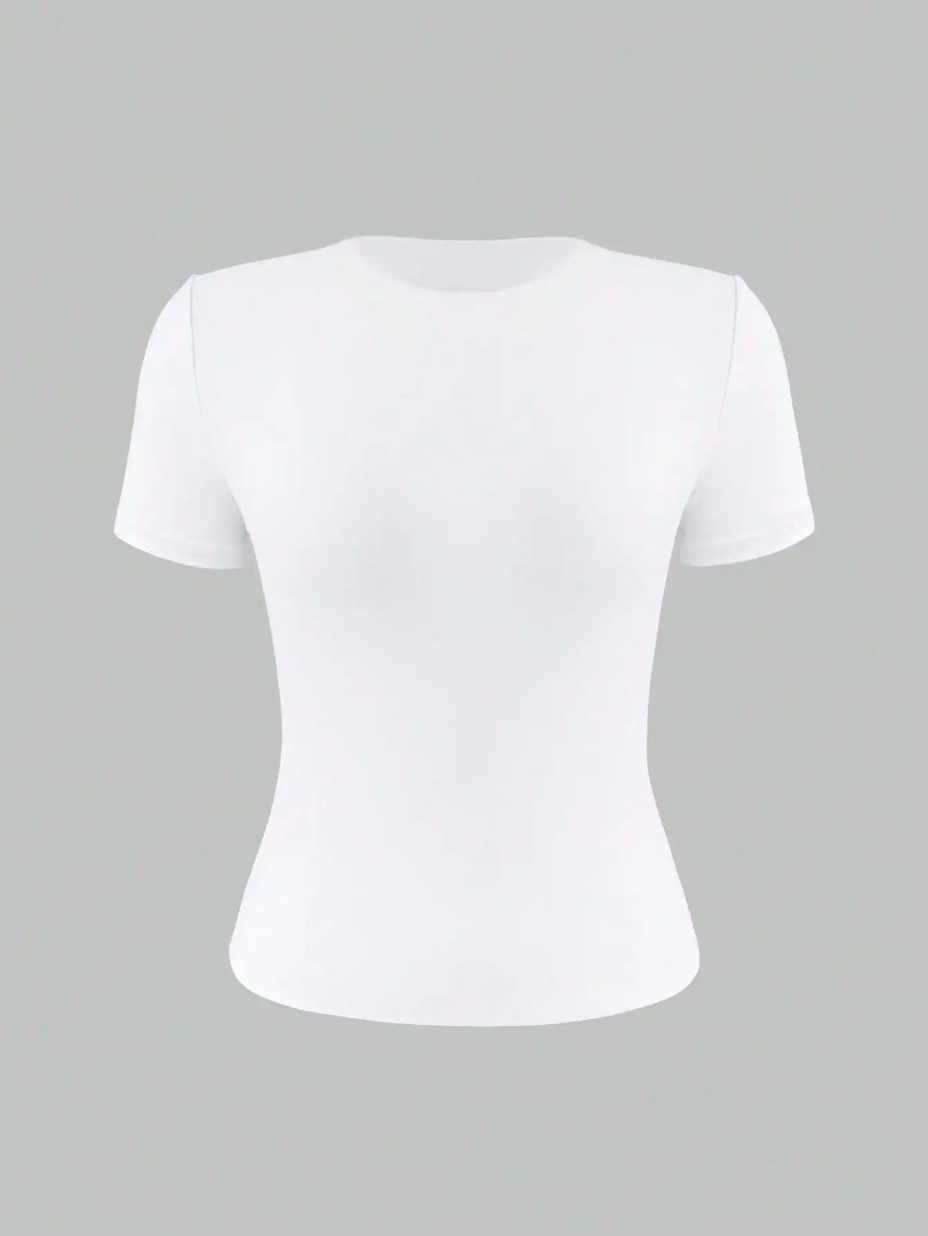 Women's Solid Round Neck Short Sleeve Fitted Tee For Summer