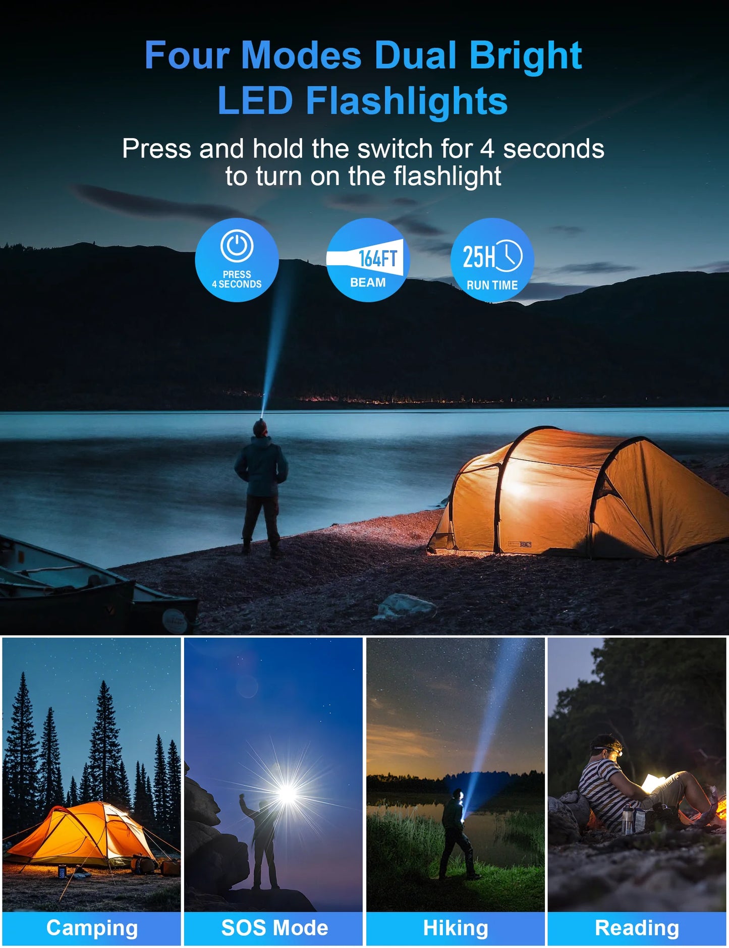 40000mAh Solar Charger,22.5W USB + 20W Type-C PD Fast Charging,Built-in 4 Cables, LED Flashlight, Portable Power Bank for Phones