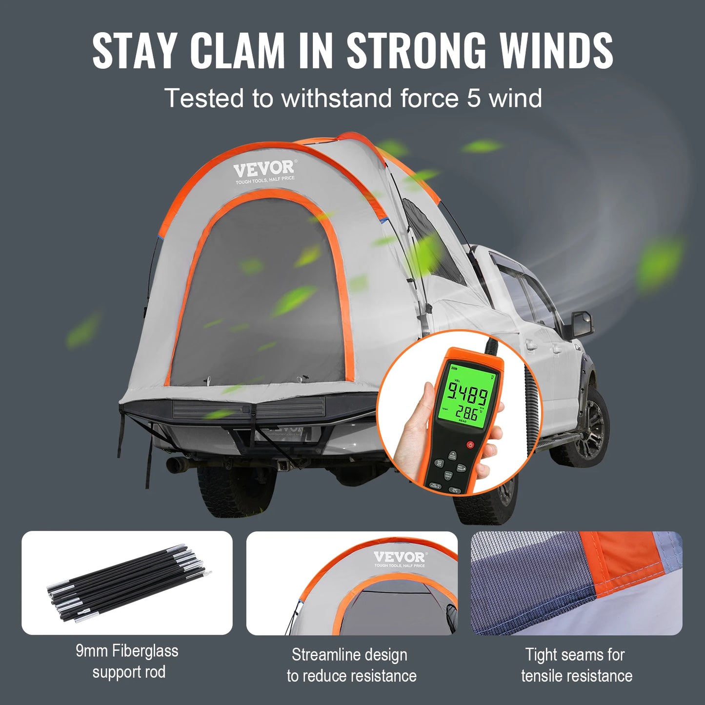 SucceBuy Truck Bed Tent 5.5'-6'Pickup Truck Tent with Rain Layer and Carry Bag Waterproof PU Double Layer Truck Tent for Camping