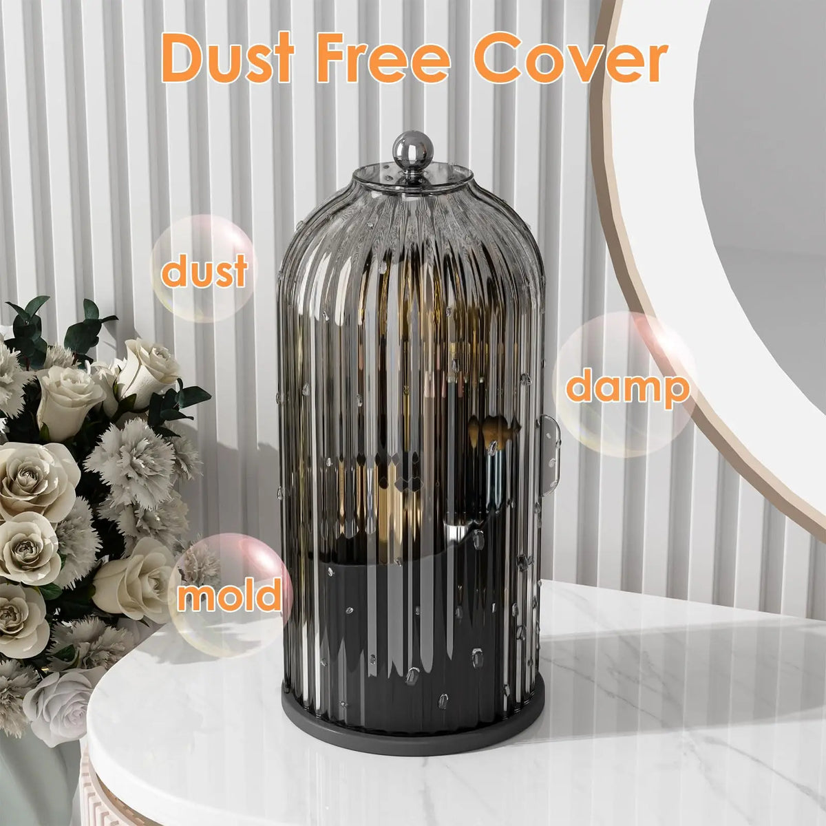 YOOLENS Rotating Makeup Brush Holder With Dustproof Clear Lid