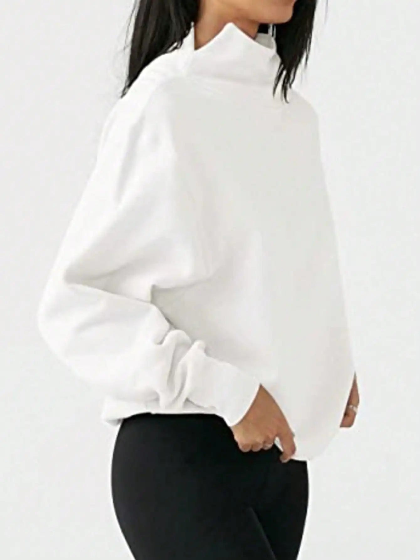 Fisoew Oversized Ribbed Turtleneck Sweater Long Sleeve Knit Pullover Top Casual Loose Fit Shirt winter clothes women sweatshirt