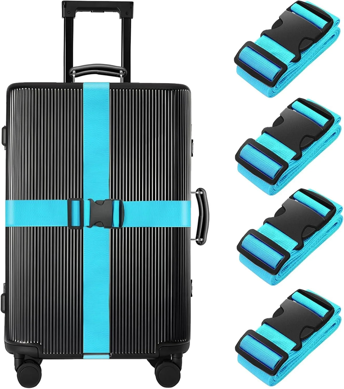 Elastic Luggage Straps for Suitcases With Secure Travel Buckle Set