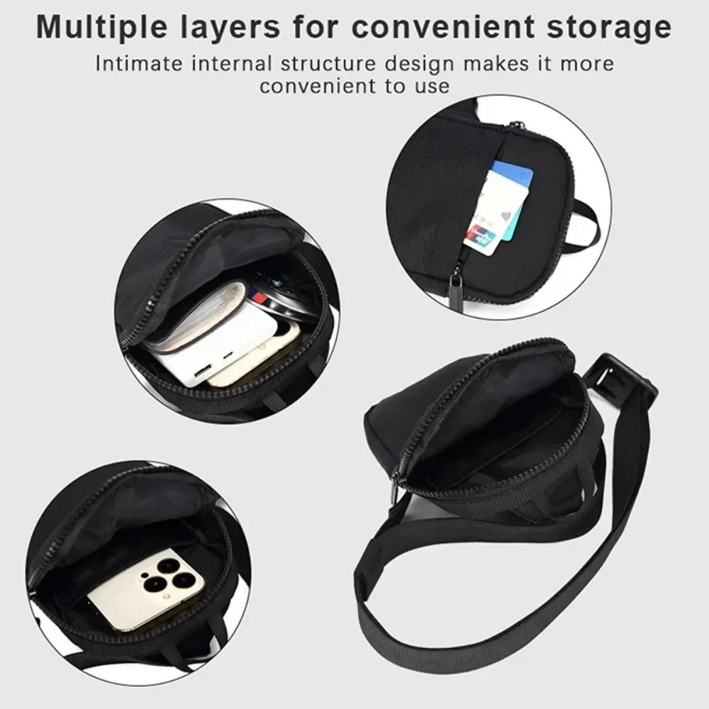 Mini Chest Bag for Men Women Casual Sling Shoulder Crossbody Pack Nylon Waterproof for Outdoor Running Cycling Travel Phone 2026