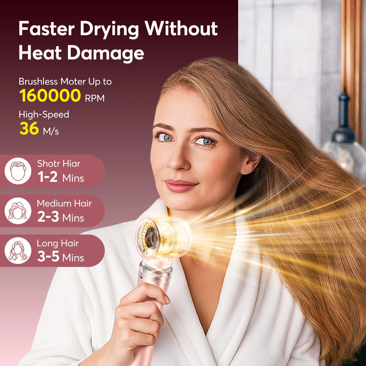 Lysmoski 5 In 1 Ceramic Hot Air Hair Dryer Advanced