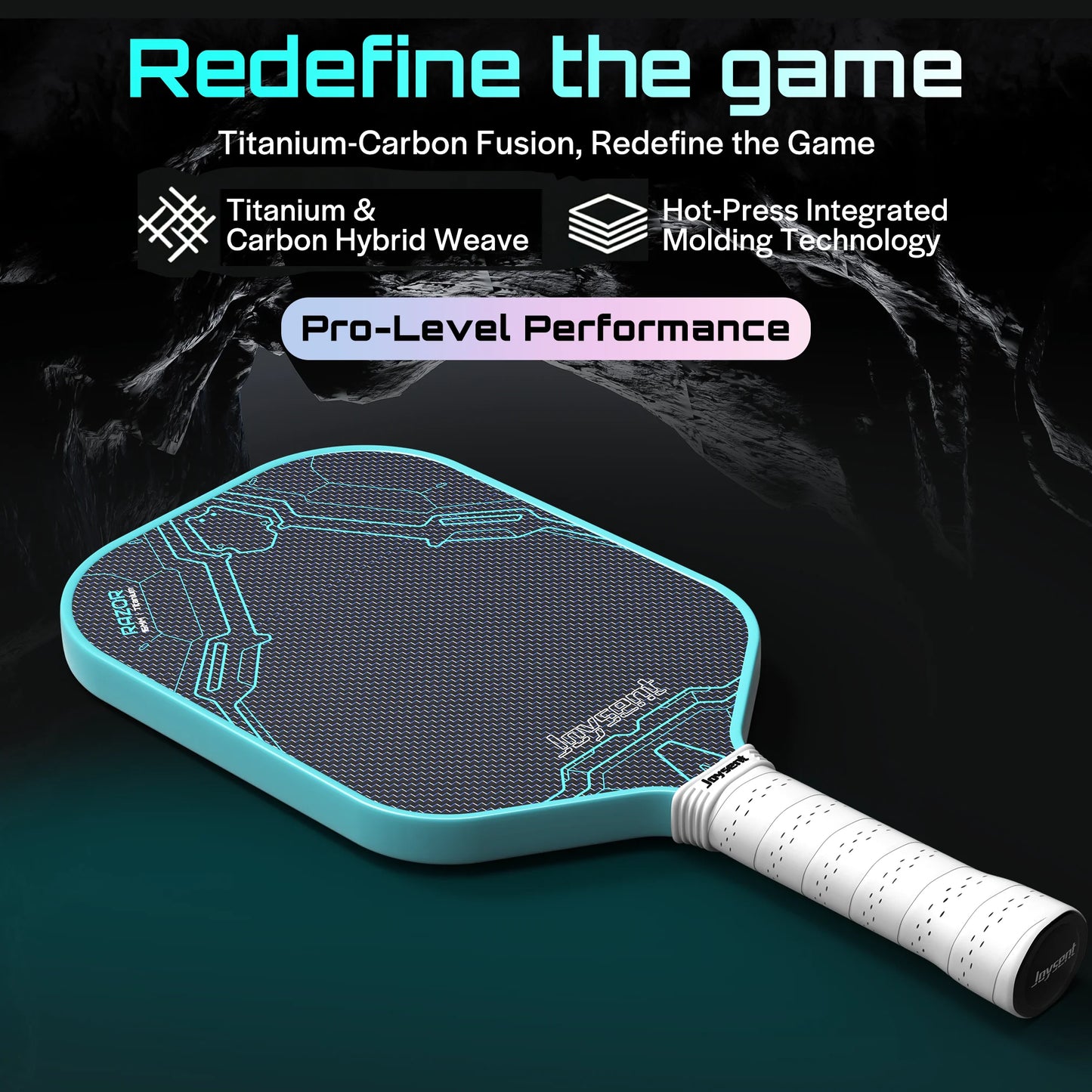 Joysent Pickleball Paddle Titanium Carbon Fiber Weave Surface Pickleball Racket For Spin&Control 16mm PMI Gen4 Core Thermoformed