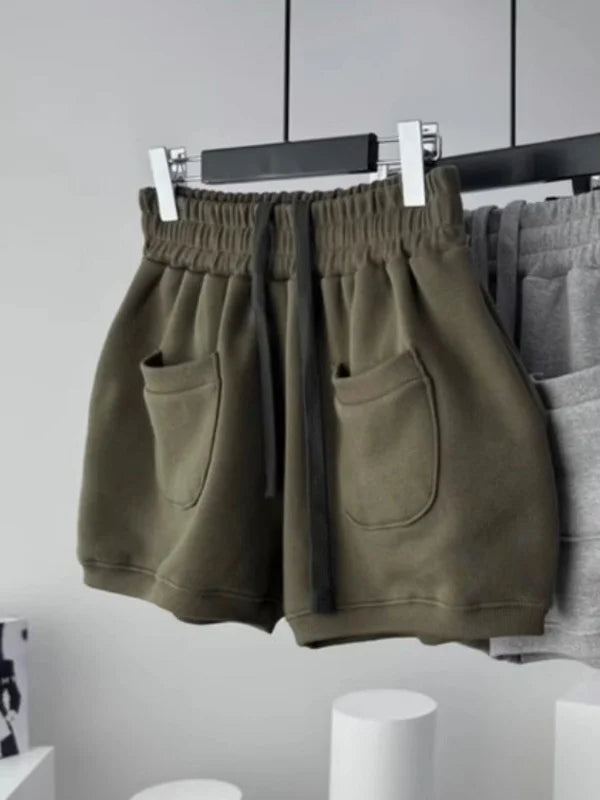 East Gate Drawstring Elastic Waist Shorts Casual Lantern Pants Outdoor Wear High Waist Cotton Blend Summer Season Ladies