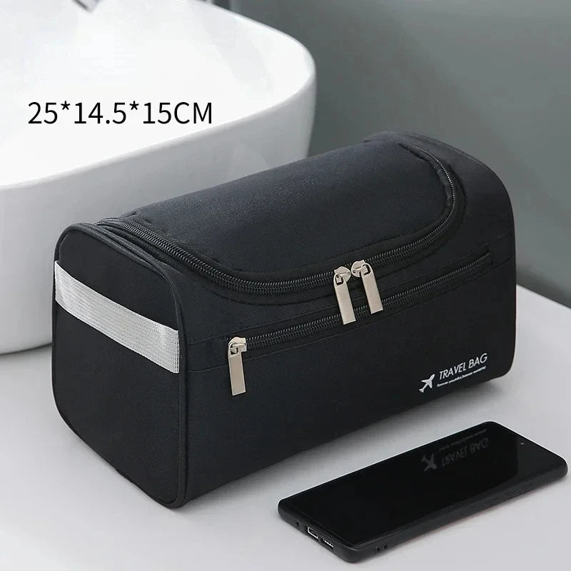 Men Women Leather Hanging Toiletry Bag Travel Cosmetic Storage Organizer