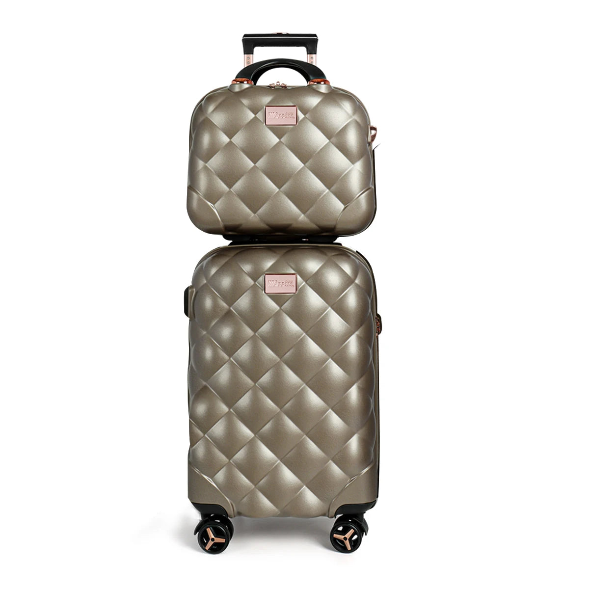 Hard Shell Luggage Set 20in+14in Airline Approved PP Durable Lightweight Expandable Suitcase for Traveling 14inch Makeup Case