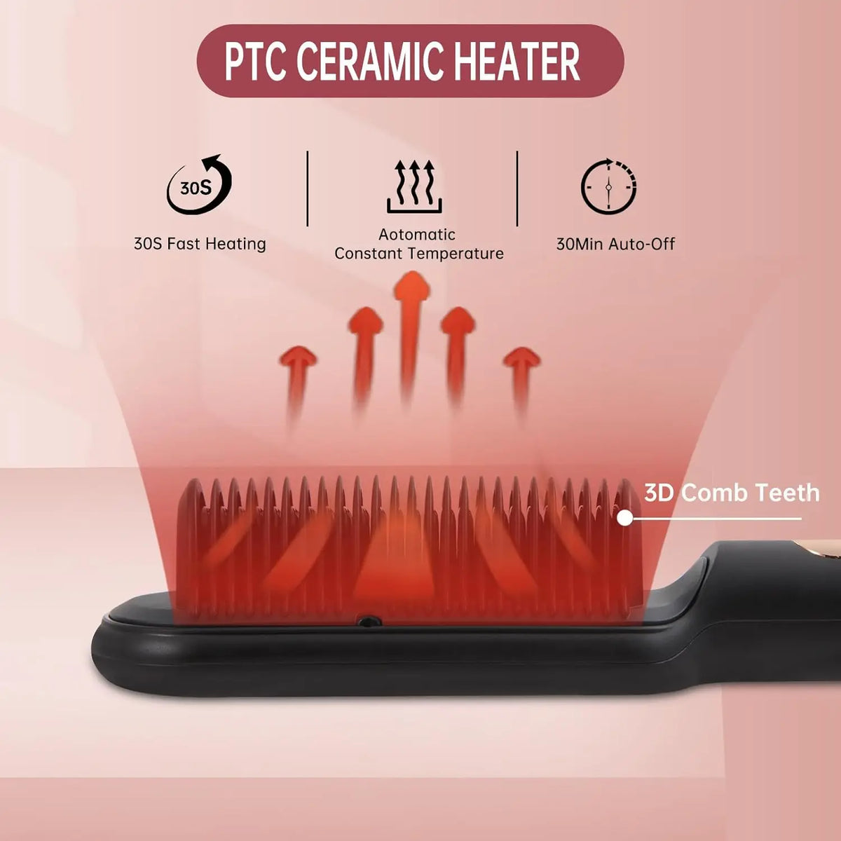 Ionic Hair Straightener Brush With Fast Heating And Auto Shutoff