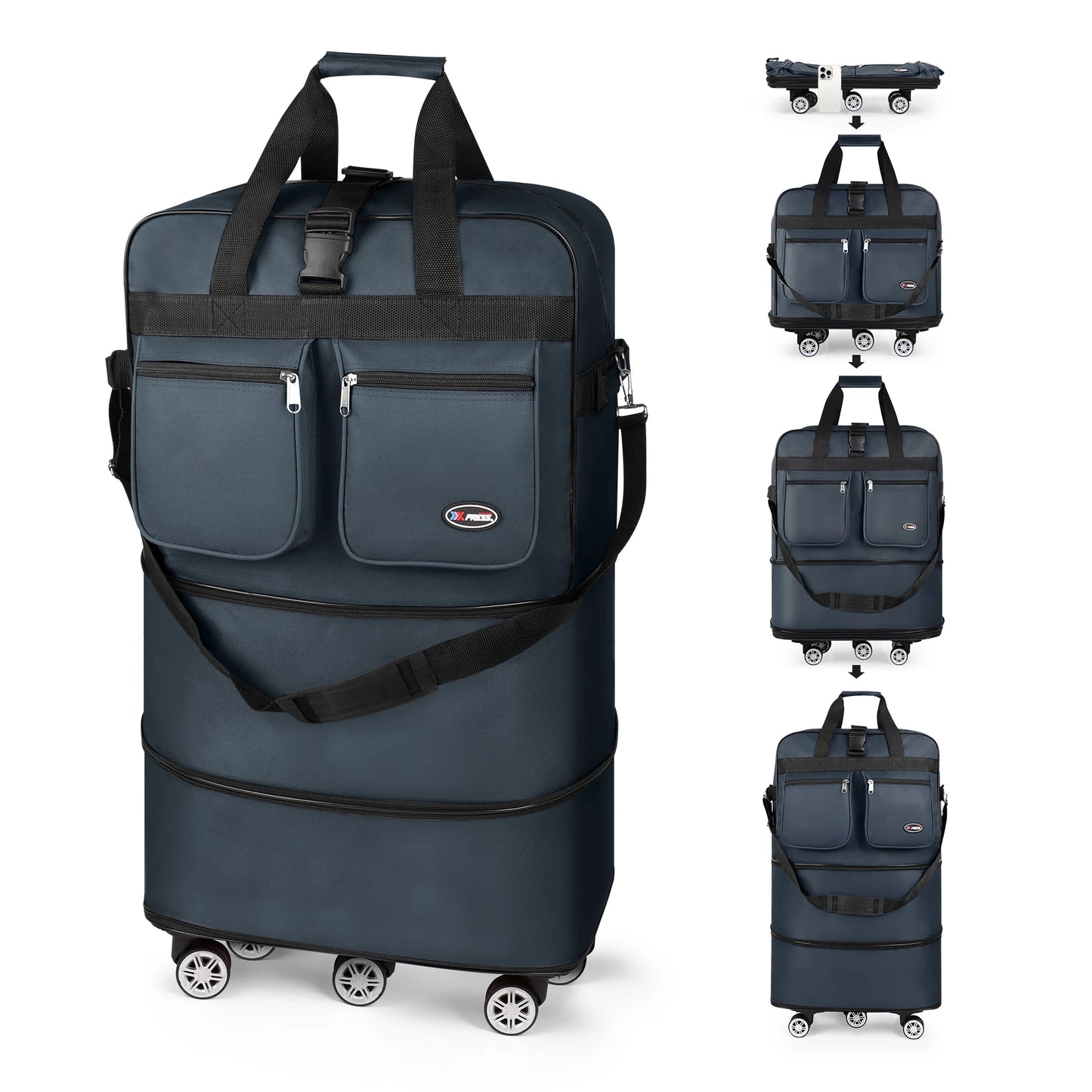 Folding Travel Bag Luggage Compartment Swivel Wheel Storage Box Large Capacity Telescopic Luggage Bag Overnight Bag 30"/36"/40"