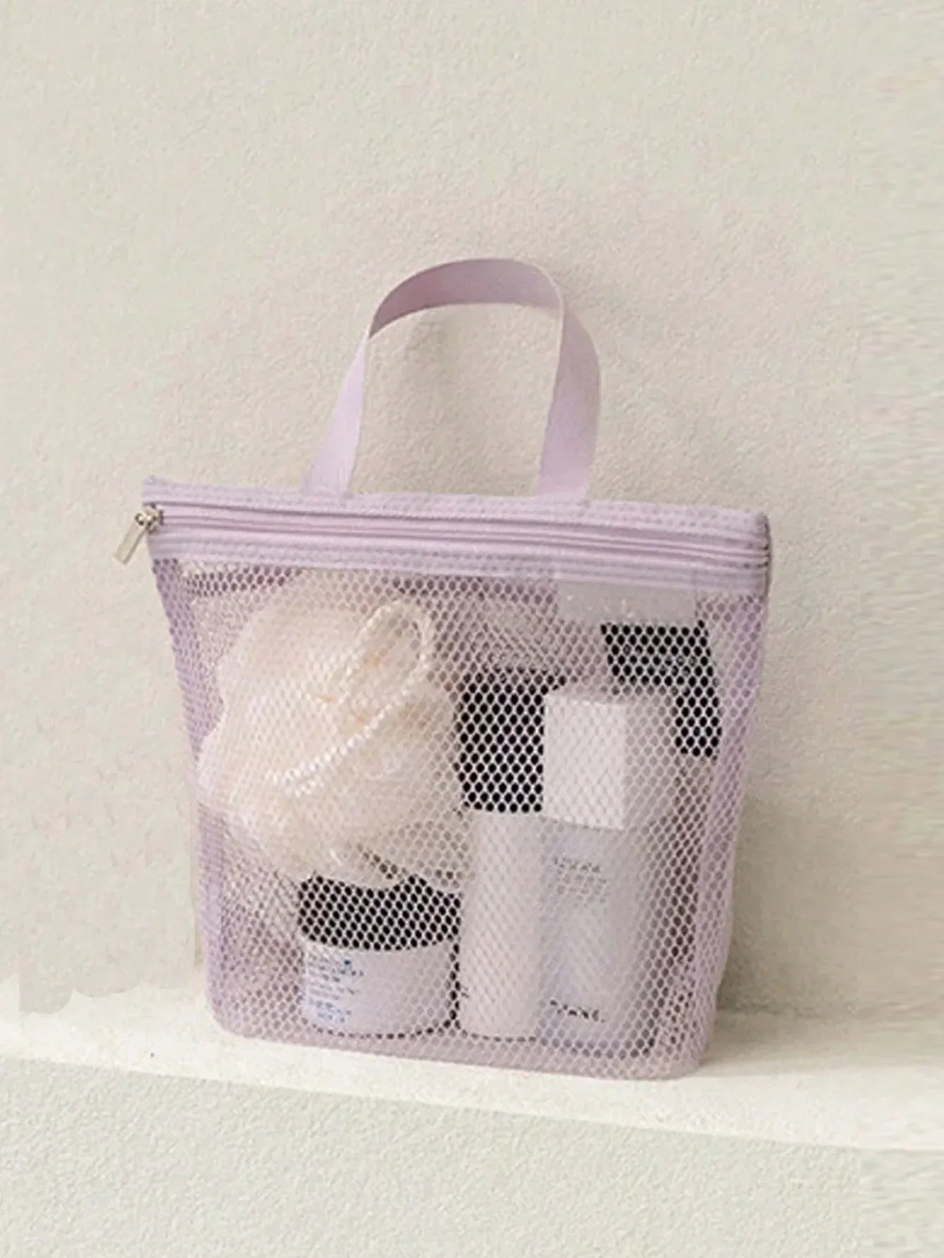 Lightweight Mesh Travel Toiletry Bag Hanging Storage Organizer With Zipper